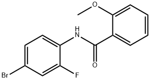 N-(4-ブロモ-2-フルオロフェニル)-2-メトキシベンズアミド 化学構造式