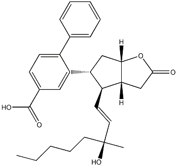 [1,1'-Biphenyl]-4-carboxylic acid, hexahydro-4-(3-hydroxy-3-Methyl-1-octenyl)-2-oxo-2H-cyclopenta[b]fura n-5-ester, [3aR-[3aa,4a(1E,3S*),5b,6aa]]- Structure