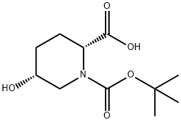 1,2-Piperidinedicarboxylic acid, 5-hydroxy-, 1-(1,1-diMethylethyl) ester, (2R,5R)- Struktur