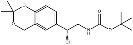 CarbaMic acid, [(2R)-2-(2,2-diMethyl-4H-1,3-benzodioxin-6-yl)-2-hydroxyethyl]-, 1,1-diMethylethyl ester 化学構造式