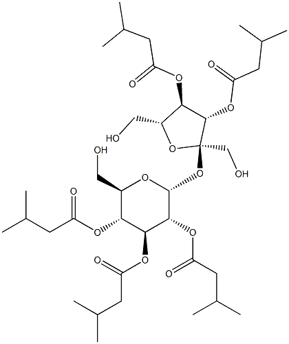 3,4-二-O-(3-甲基-1-氧代丁基)-BETA-D-呋喃果糖基 ALPHA-D-吡喃葡萄糖苷 2,3,4-三(3-甲基丁酸酯),498552-73-1,结构式