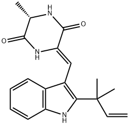 (3S)-3α-メチル-6-[(Z)-[2-(1,1-ジメチル-2-プロペニル)-1H-インドール-3-イル]メチレン]ヘキサヒドロピラジン-2,5-ジオン 化学構造式