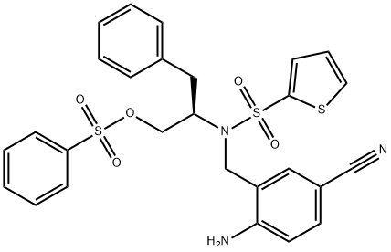 (R)-2-(N-(2-AMino-5-cyanobenzyl)thiophene-2-sulfonaMido)-3-phenylpropyl benzenesulfonate,530145-64-3,结构式