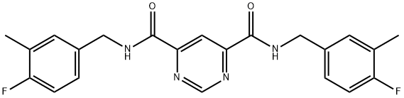 N4,N6-ビス(4-フルオロ-3-メチルベンジル)ピリミジン-4,6-ジカルボキサミド 化学構造式
