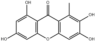 2,3,6,8-四羟基-1-甲基-9H-氧杂蒽-9-酮 结构式