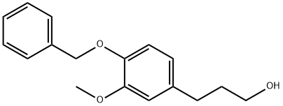 3-(4-(ベンジルオキシ)-3-メトキシフェニル)プロパン-1-オール 化学構造式