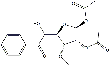 1,2-Di-O-acetyl-5-benzoyl-3-O-Methyl-beta-D-ribofuranose Struktur