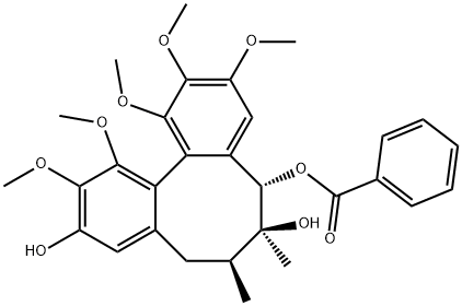 (5S)-6α,7β-Dimethyl-1,2,3,11,12-pentamethoxy(5,6,7,8-tetrahydrodibenzo[a,c]cyclooctene)-5α,6β,10-triol 5-benzoate Structure