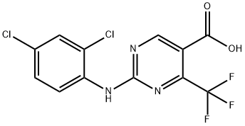 2-((2,4-二氯苯基)氨基)-4-(三氟甲基)嘧啶-5-羧酸, 666260-42-0, 结构式