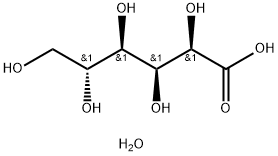 (2R,3S,4R,5R)-2,3,4,5,6-ペンタヒドロキシヘキサン酸水和物 化学構造式