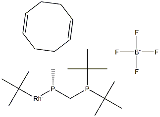 (R)-( - )-叔丁基甲基(二 - 叔丁基膦基甲基)膦基(1,5-环辛二烯)铑(I)四氟硼酸盐, 705945-70-6, 结构式