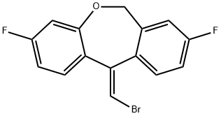 (E)-11-BroMoMethylene-3,8-difluoro-6,11-dihydro-dibenzo[b,e]oxepine 结构式