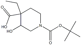 3-hydroxypiperidine-1,4-dicarboxylic acid 1-tert-butyl ester 4-ethyl ester 化学構造式