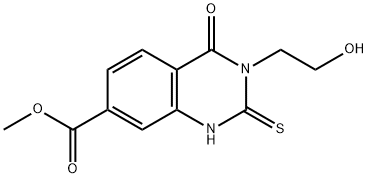 3-(2-羟乙基)-4-氧代-2-硫烷基-3,4-二氢喹唑啉-7-羧酸甲酯 结构式