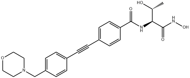 (2S,3R)-2-[[4-[[4-(モルホリノメチル)フェニル]エチニル]ベンゾイル]アミノ]-3-ヒドロキシブタンヒドロキシム酸 化学構造式