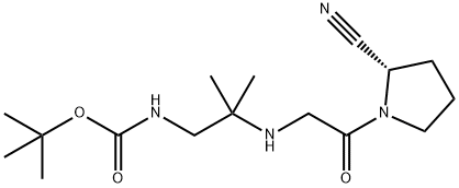 (S)-2-(2-(1-(2-氰吡咯基)-2-乙酰基))-2-甲基-2-氨基-叔丁氧羰基丙胺 结构式