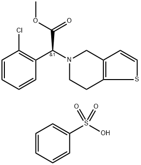 Thieno[3,2-c]pyridine-5(4H)-acetic acid, a-(2-chlorophenyl)-6,7-dihydro-, Methyl ester, (aS)-, benzenesulfonate Structure