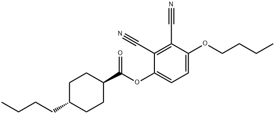 反式-4-丁基环己烷羧酸 4-丁氧基-2,3-二氰基苯基酯 结构式