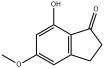 7-ヒドロキシ-5-メトキシ-2,3-ジヒドロ-1H-インデン-1-オン 化学構造式
