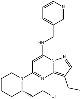 2-Piperidineethanol, 1-[3-ethyl-7-[(3-pyridinylMethyl)aMino]pyrazolo[1,5-a]pyriMidin-5-yl]-, (2S)- Structure