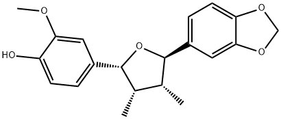 4-[(2R,3S,4R,5R)-5-(1,3-Benzodioxol-5-yl)tetrahydro-3,4-dimethyl-2-furanyl]-2-methoxyphenol Struktur