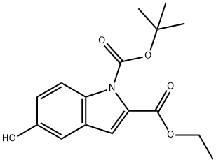 1H-Indole-1,2-dicarboxylic acid, 5-hydroxy-, 1-(1,1-diMethylethyl) 2-ethyl ester 化学構造式