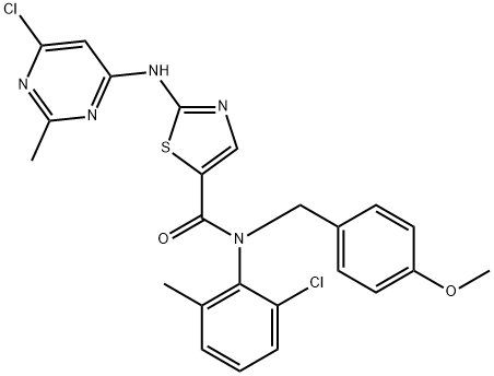 N-(4-Methoxybenzyl)-2-(6-chloro-2-MethylpyriMidin-4-ylaMino)-N-(2-chloro-6-Methylphenyl)-1,3-thiazole-5-carboxaMide Structure