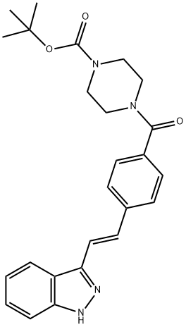 (E)-tert-butyl 4-(4-(2-(1H-indazol-3-yl)vinyl)benzoyl)piperazine-1-carboxylate 化学構造式