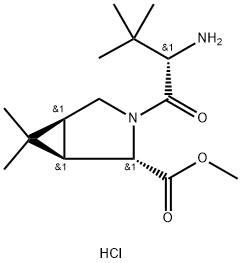 3-Azabicyclo[3.1.0]hexane-2-carboxylic acid, 3-[(2S)-2-aMino-3,3-diMethyl-1-oxobutyl]-6,6-diMethyl-, Methyl ester, Monohydrochloride, (1R,2S,5S)- Struktur