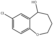 7-Chloro-2,3,4,5-tetrahydro-1-benzoxepin-5-ol 化学構造式