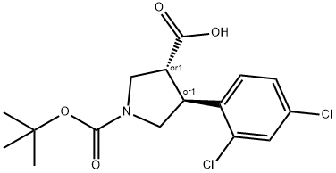 Boc-(+/-)-trans-4-(2,4-dichloro-phenyl)-pyrrolidine-3-carboxylic acid 结构式
