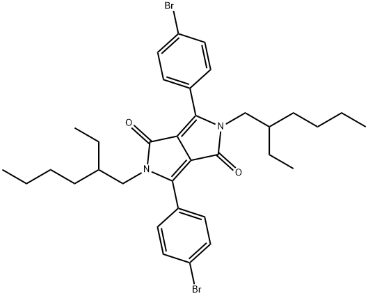 3,6-Bis(4-bromophenyl)-2,5-bis(2-ethylhexyl)pyrrolo[3,4-c]pyrrole-1,4(2H,5H)-dione, 852434-82-3, 结构式