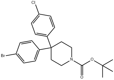 1-Piperidinecarboxylic acid, 4-(4-broMophenyl)-4-(4-chlorophenyl)-, 1,1-diMethylethyl ester Structure