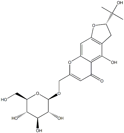(S)7-[(BETA-D-吡喃葡萄糖氧基)甲基]-2,3-二氢-4-羟基-2-(1-羟基-1-甲基乙基)-5H-呋喃并[3,2-G][1]苯并吡喃-5-酮,85889-15-2,结构式