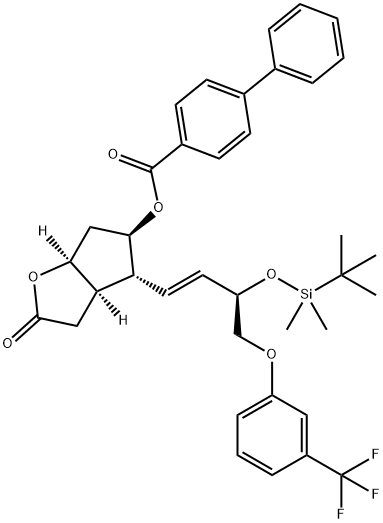 [1,1'-联苯]-4-羧酸,(3AR,4R,5R,6AS)-4-[(1E,3R)-3-[[(1,1-二甲基乙基)二甲基硅烷基]氧基]-4-[3-(三氟甲基)苯氧基]1-丁烯-1-基]六氢-2-氧代-2H-(...) 结构式