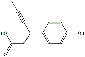 (3S)-3-(4-ヒドロキシフェニル)-4-ヘキシン酸 化学構造式