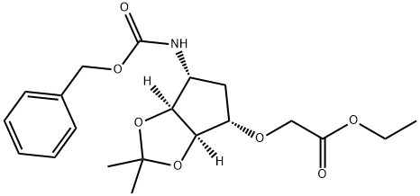 Acetic acid, [[(3aR,4S,6R,6aS)-tetrahydro-2,2-diMethyl-6-[[(phenylMethoxy)carbonyl]aMino]-4H-cyclopenta-1,3-dioxol-4-yl]oxy]-, ethyl ester 化学構造式