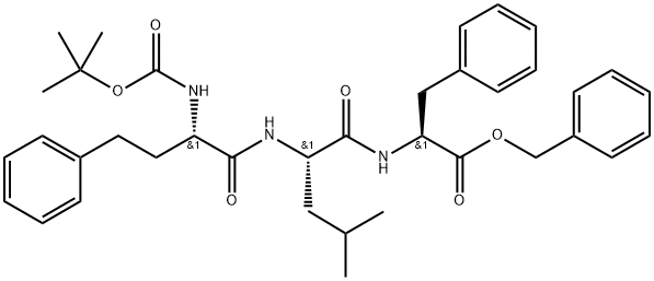 benzyl ((S)-2-((tert-butoxycarbonyl)aMino)-4-phenylbutanoyl)-L-leucyl-L-phenylalaninate Struktur