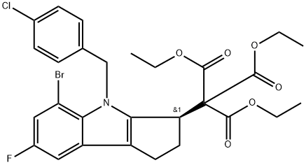 (R)-triethyl (5-broMo-4-(4-chlorobenzyl)-7-fluoro-1,2,3,4-tetrahydrocyclopenta[b]indol-3-yl)Methanetricarboxylate Structure