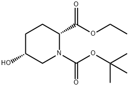 1,2-Piperidinedicarboxylic acid, 5-hydroxy-, 1-(1,1-diMethylethyl) 2-ethyl ester, (2R,5R)- Struktur