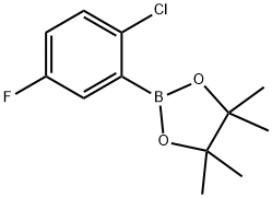 2-Chloro-5-fluorobenzeneboronic acid pinacol ester, 96% Structure