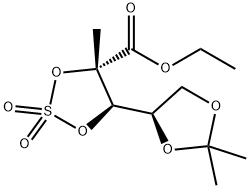 (4S,5R)-ethyl 5-((R)-2,2-diMethyl-1,3-dioxolan-4-yl)-4-Methyl-1,3,2-dioxathiolane-4-carboxylate 2,2-dioxide 化学構造式