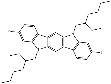 3,9-DibroMo-5,11-bis(2-ethylhexyl)-5,11-dihydroindolo[3,2-b]carbazole Struktur
