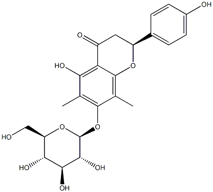 (2S)-7-(BETA-D-吡喃葡萄糖基氧基)-2,3-二氢-5-羟基-2-(4-羟基苯基)-6,8-二甲基-4H-1-苯并吡喃-4-酮, 885044-12-2, 结构式