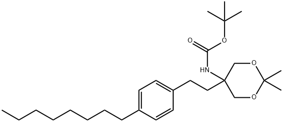 N-[2,2-二甲基-5-[2-(4-辛基苯基)乙基]-1,3-二氧六环-5-基]氨基甲酸叔丁酯, 885605-36-7, 结构式