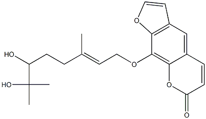 9-[[(2E)-6,7-二羟基-3,7-二甲基-2-辛烯-1-基]氧基]-7H-呋喃并[3,2-G][1]苯并吡喃-7-酮 结构式