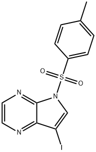 7-ヨード-5-[(4-メチルフェニル)スルホニル]-5H-ピロロ[2,3-B]ピラジン 化学構造式