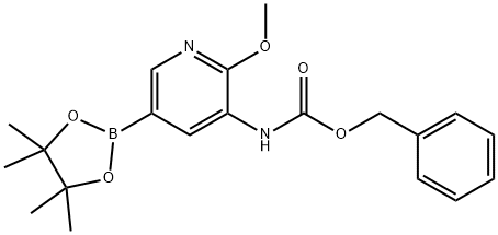 (2-甲氧基-5-(4,4,5,5-四甲基-[1,3,2]二氧杂环戊硼烷-2-基)-吡啶-3-基)氨基甲酸苄基酯,893440-45-4,结构式