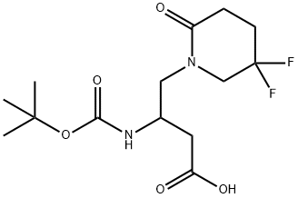 (S)-3-(tert-butoxycarbonyl)-4-(5,5-difluoro-2-oxopiperidin-1-yl)butanoic acid Struktur