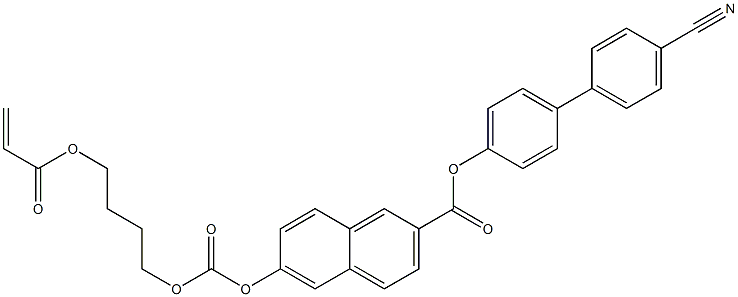 6-[[[4-[(1-Oxo-2-propenyl)oxy]butoxy]carbonyl]oxy]-2-naphthalenecarboxylic acid 4'-cyano[1,1'-biphenyl]-4-yl ester Struktur